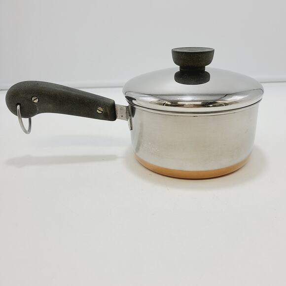 Vintage Revere Ware 1801 Copper Bottom 1 QT  Saucepan w/Lid, Double Ring - Picture 1 of 9